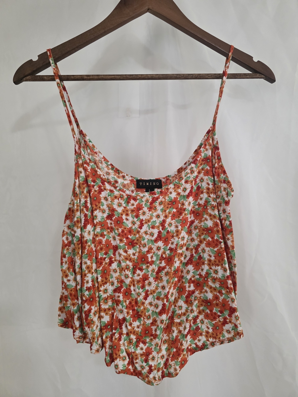 Floral Spaghetti Strap Tank Top in Orange